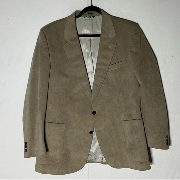 Vintage Hyde Park Tan Faux Suede Blazer 44R - Picture 14 of 14
